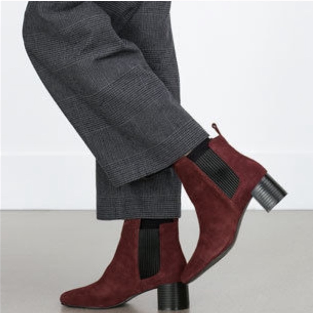 Zara Maroon Suede Ankle Boots